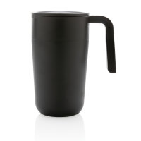 GRS recycelte PP und Stainless Steel Tasse mit Griff Farbe: schwarz