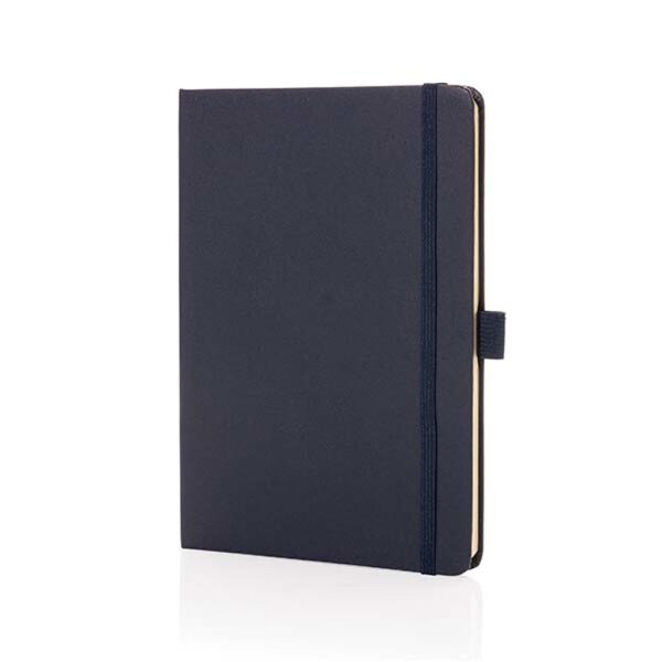 Sam A5 Notizbuch aus RCS zertifiziertem Lederfaserstoff Farbe: navy blau