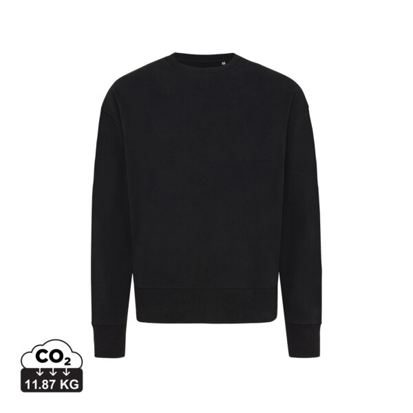 Iqoniq Kruger Relax-Rundhals-Sweater aus recycelt. Baumwolle Farbe: schwarz