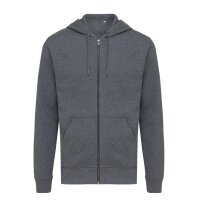 Iqoniq Abisko Zip-Kapuzenpullover aus recycelter Baumwolle Farbe: ungefärbtes Anthrazit