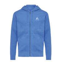 Iqoniq Abisko Zip-Kapuzenpullover aus recycelter Baumwolle Farbe: heather blue