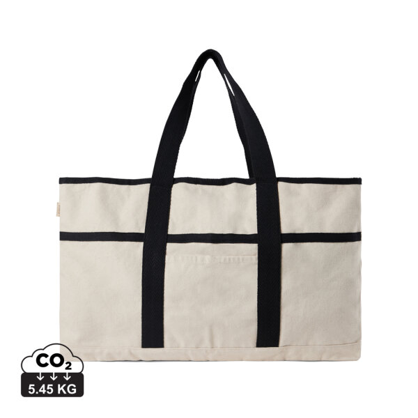 VINGA Volonne AWARE™ Strandtasche aus recyceltem Canvas Farbe: off white, schwarz