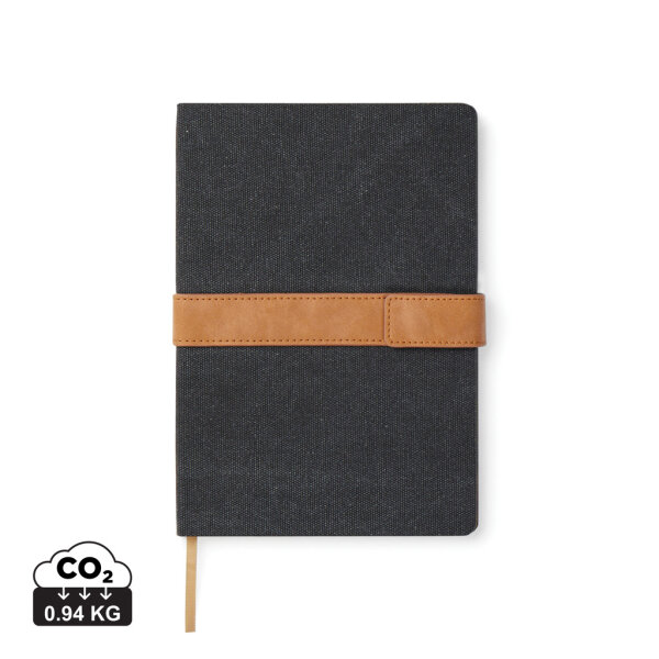 VINGA Bosler Notizbuch aus RCS recyceltem Canvas Farbe: schwarz